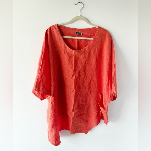 Made In Italy Tops - Made in Italy Orange Linen Tunic